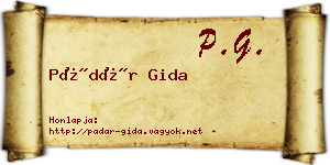 Pádár Gida névjegykártya