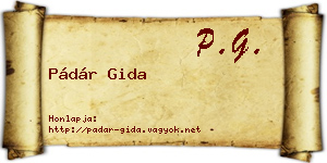 Pádár Gida névjegykártya